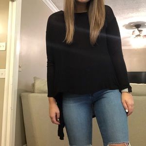 Black long sleeve crochet top